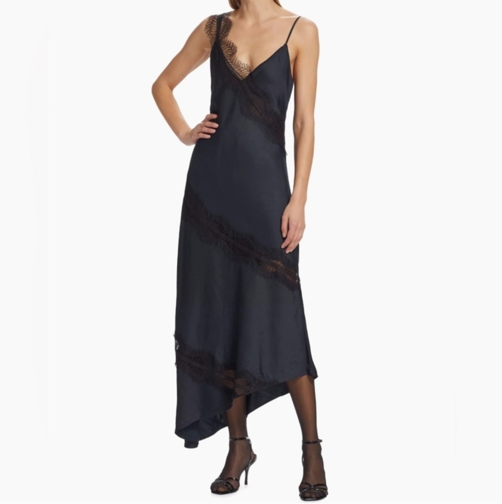 HOUSE OF HARLOW Lace Asymmetrical Midi Dress